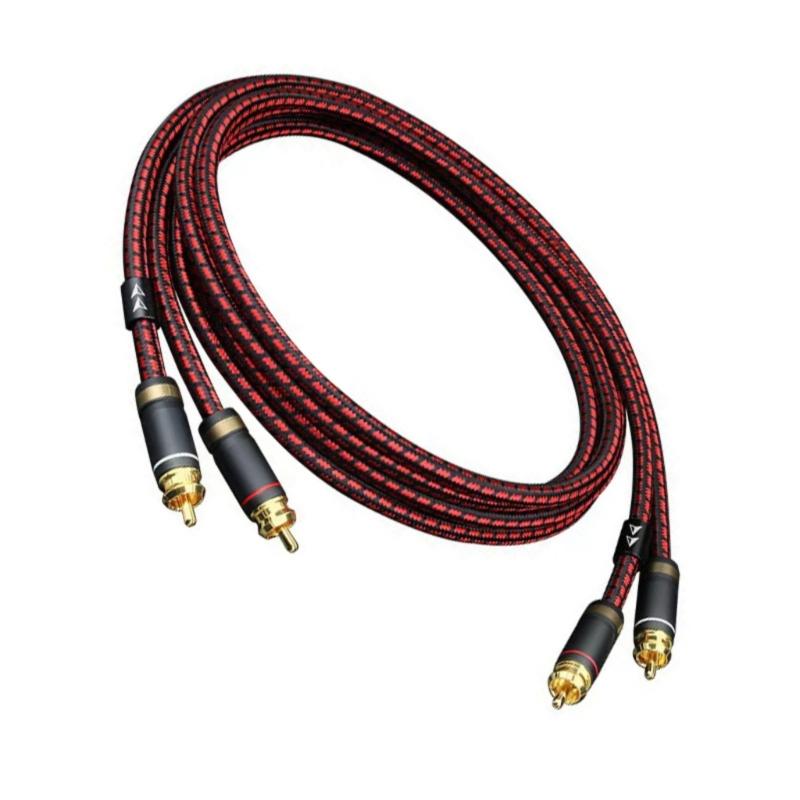 2 Piece Professional Grade 2RCA Interconnection Cable Wire OFC Construction for Audiophiles and DJs