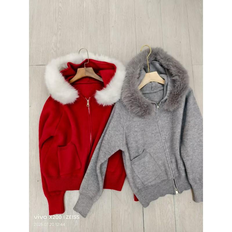 Womens Oversized Hooded Zip-Up Knit Cardigan Winter Thick Soft Acrylic Blend Sweater Coat Loose Casual Style