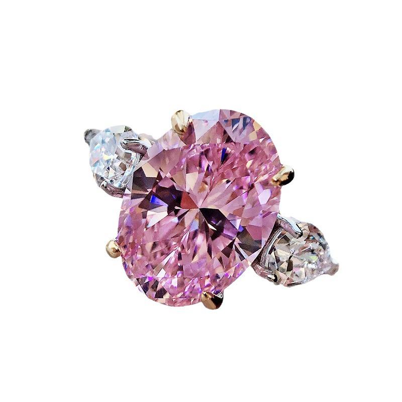 Xiancan Jewelry 2023 Sparkling 10-Carat High Carbon Oval Diamond Ring In 925 Silver