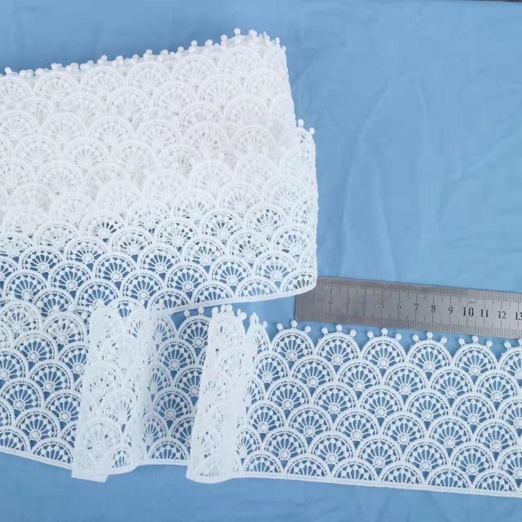 Unilateral Milk Silk Water-Soluble Embroidery Lace Barcode, White Hollow Barcode Clothing Curtain Lace Accessories