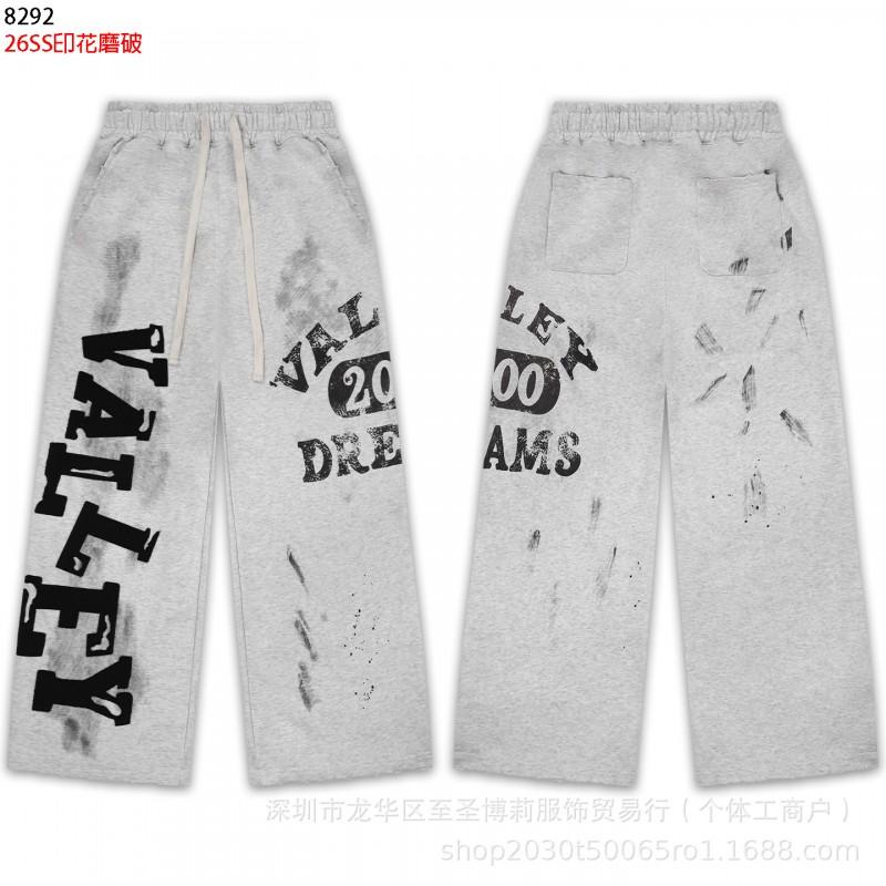 Americká Vintage Volná Mikina s Výšivkou a Kalhoty Širokého Střihu Set Pro Dospívající Ležérní Streetwear