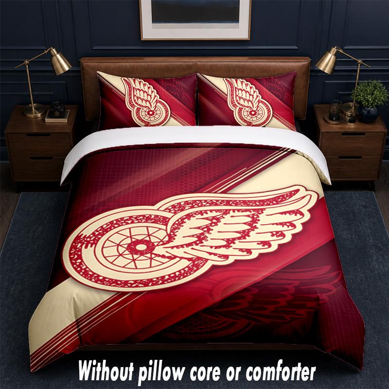 Detroit Red Wings Design Bed Bedding Set 1 Duvet Cover + 2 Pillowcases Soft Breathable Household Bed Linens