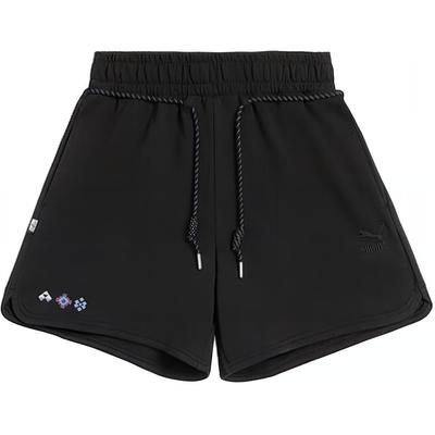 Loose Fit Drawstring Solid Color Casual Shorts Women Shorts Black 626875-01