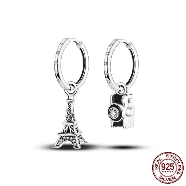 Silver Hoop Earrings 925 Silver Asymmetrical Heart Hoop Earrings For Women Fashion Silver Earring Jewelry Gift