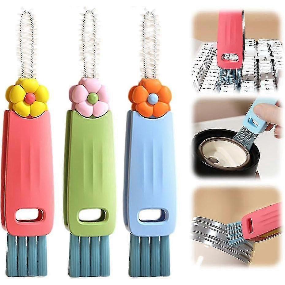 3 In 1 Cup Lid Cleaning Brush, 2024 New Crevice Cleaning Brush for Bottle Gap Tight Spaces Cup, 3 In 1 Multifunctional Cleaning Brush - Ri