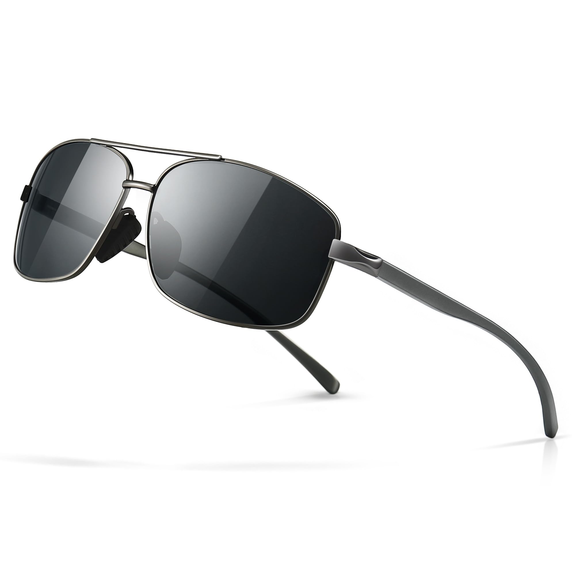 

Ultra Light Square Polarized Sunglasses UV400 Cut Metal Frame Frame Gray SGT458QKH JP [SUNGAIT] Men s (Gunmetal Lens)