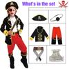 Kids Pirate Costume Set with Hat and Eye Patch,Premium Fabric, 7-8 Years, 150 cm, Red/Black