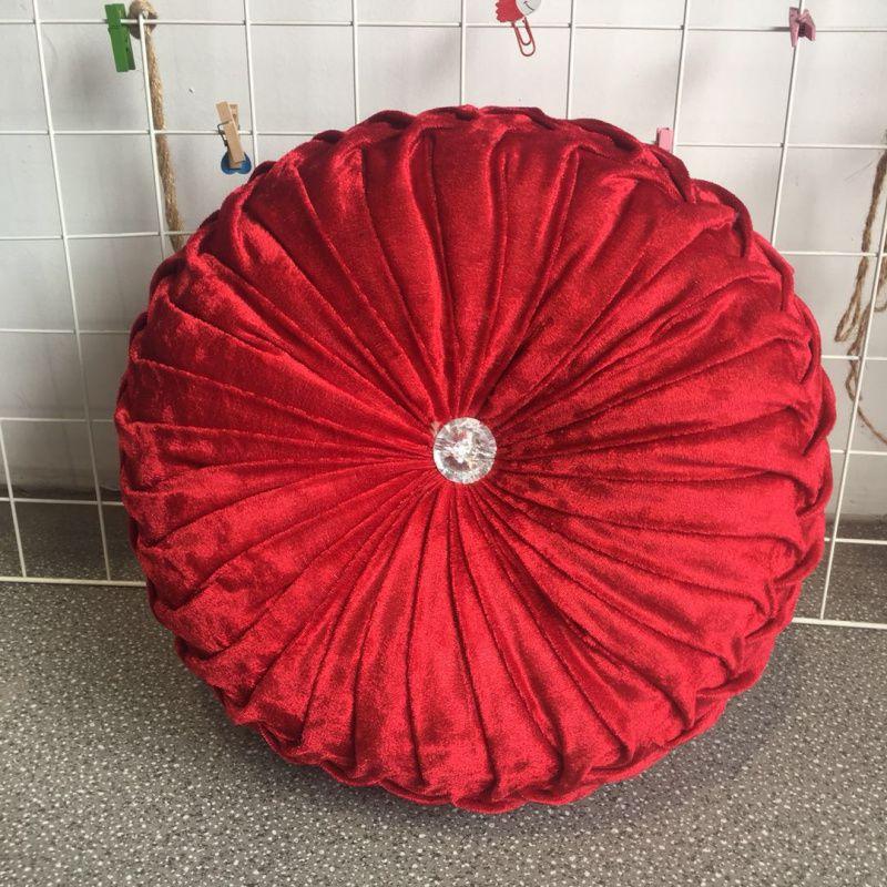Luxurious Round Velvet Pumpkin Cushion With Charming Pleated Design And Soft Touch