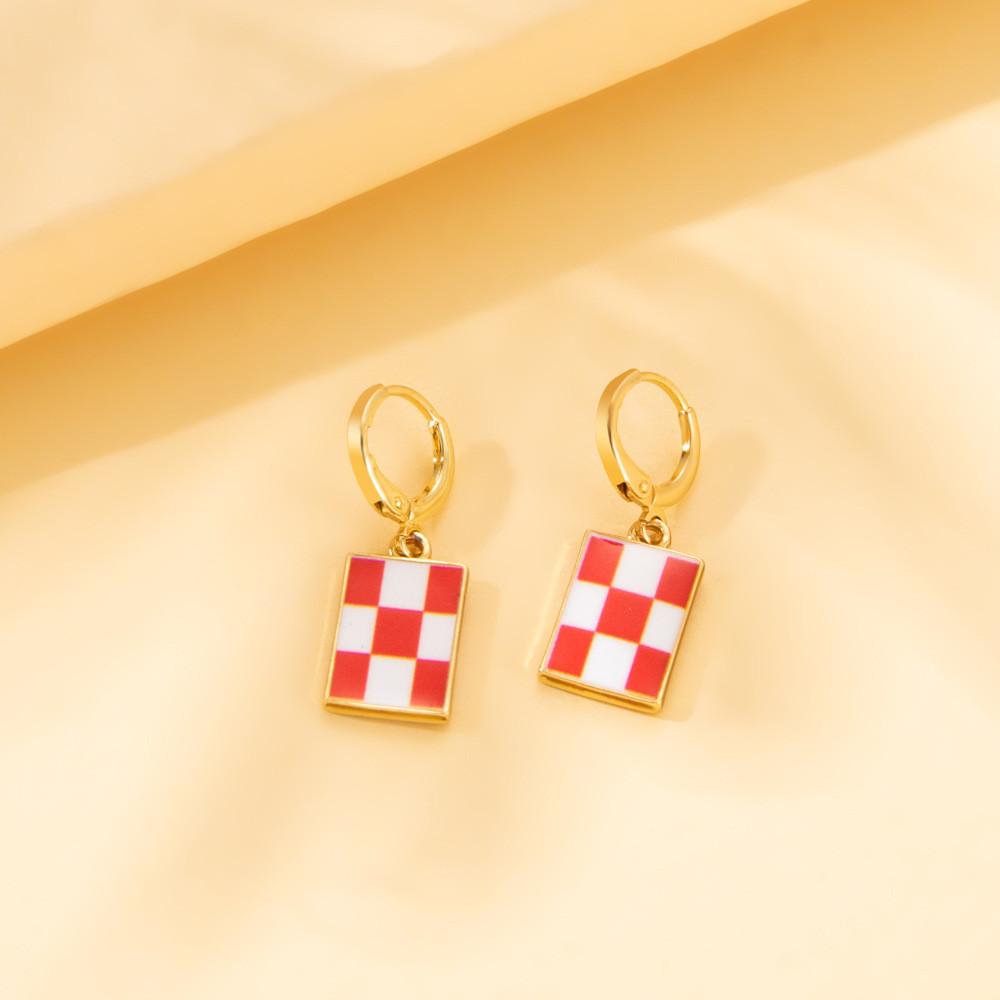 Colorful Geometric Plaid Earrings Fashionable And Trendy Design For Gifts Womens