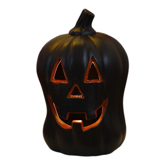 Halloween Pumpkin Light Spooky Carved Plastic Pumpkin Lantern Light-up Pumpkin Figurine for Outdoor Indoor Porch Room Decoration