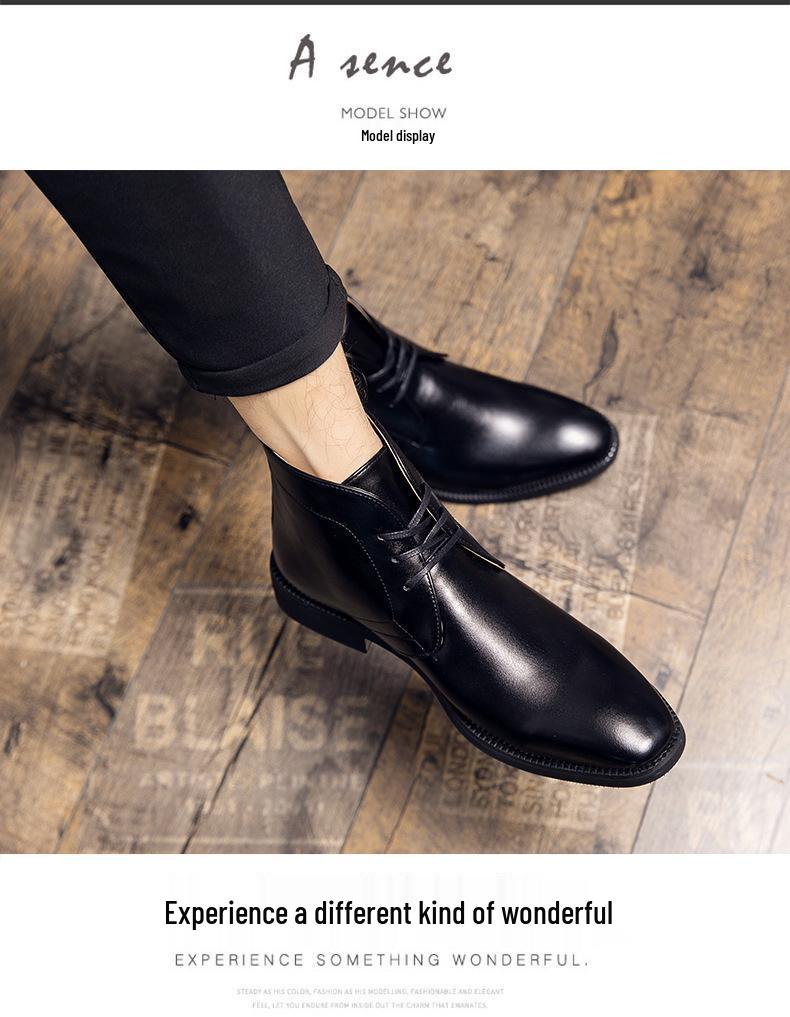 Herren Übergröße Kurzstiefel - Herbst/Winter Britischer Retro Martin Stil, High-Top Business Casual Lederstiefel.