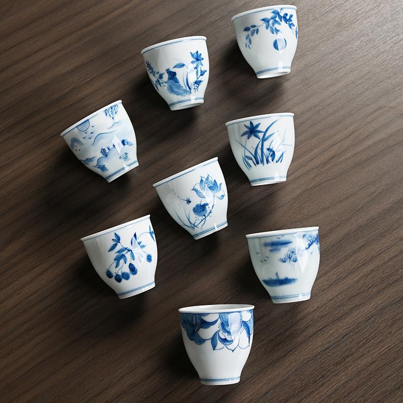 Hand-painted Ceramic Master Antique Blue and White Home Kung Fu Set Tasting Single Cup Bowl Large Tea Bo