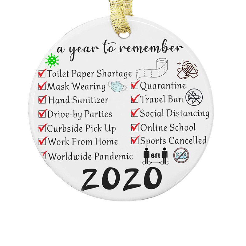 High-quality 2020 Quarantine Ornament Circular Acrylic Christmas Tree Decor