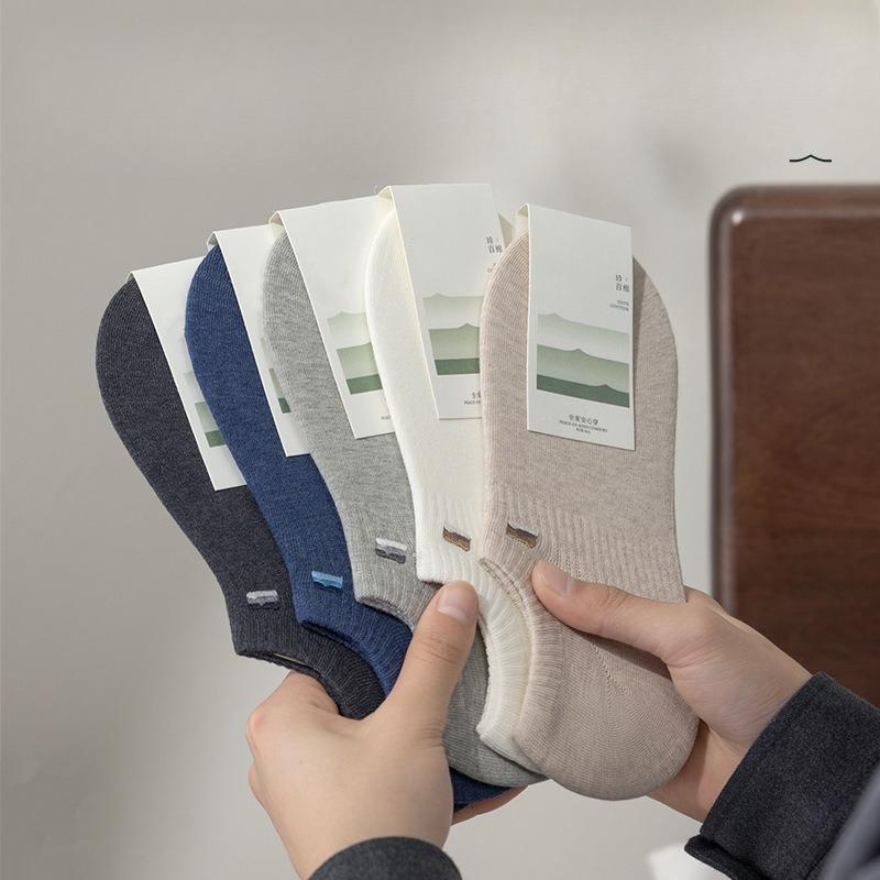 Cotton Socks: Men's Pure Cotton Boat Socks, Suitable for Spring and Summer, Odor-resistant, Anti-slip, No Heel Separation, All-cotton Invisible Socks.