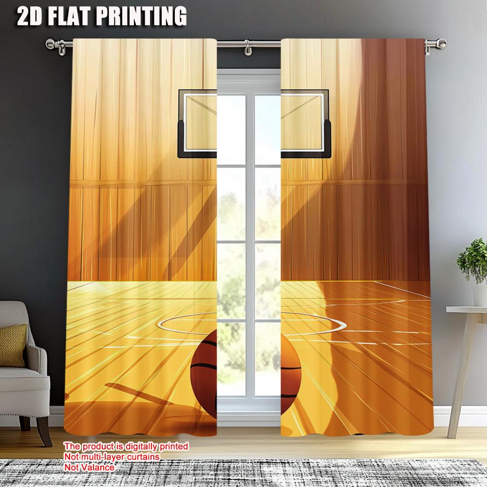 2pc    Party Window Curtains Basketball Court Light Filter Family Party Use for Classroom Decoration