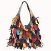 Women's European & American Genuine Leather Tassel Patchwork Tote Crossbody Bag - Colorful, Fashionable & Versatile