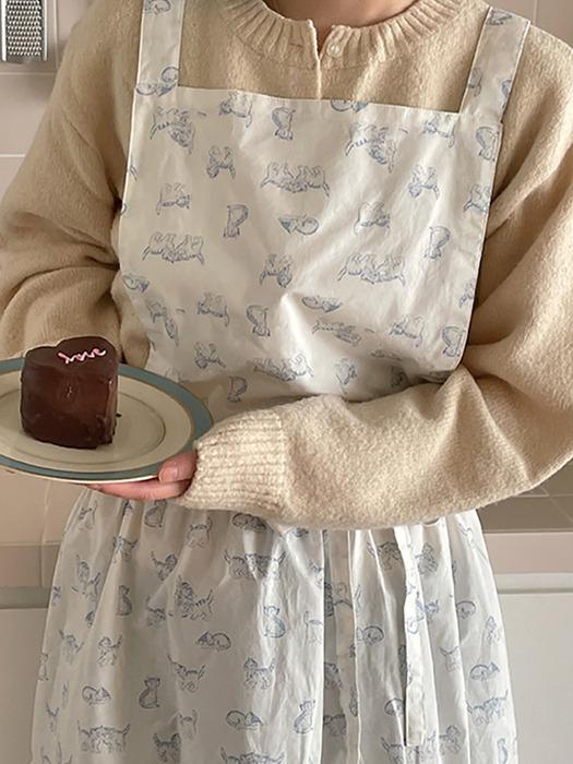 Lemonbaseball Livingclub Kitten Apron white