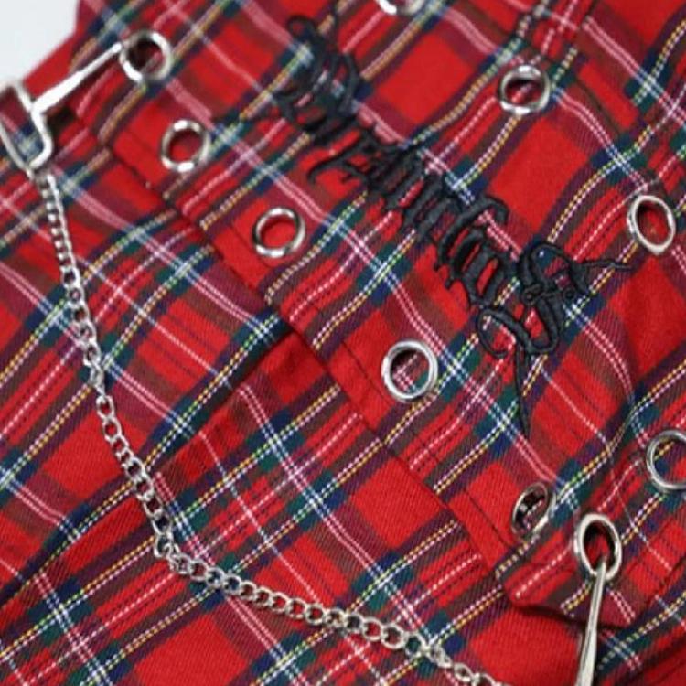 Pantaloni cu carouri Femei Imbracaminte de strada japoneza Punk Pantaloni Cargo Femei Lanț hippie Harajuku Indie Y2K Estetică Hip Hop