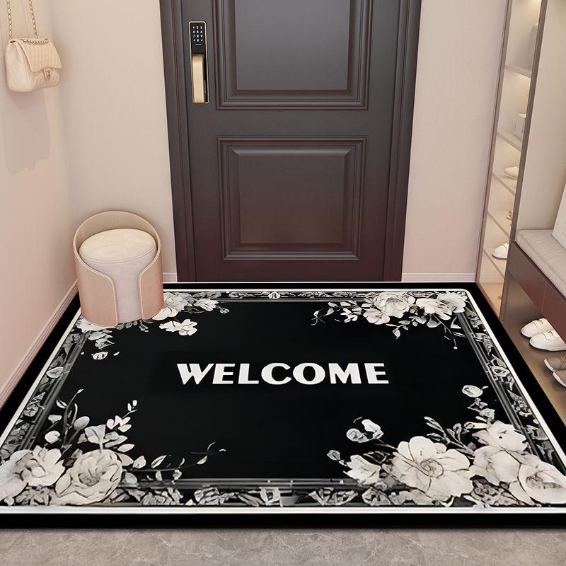 Prémiová květinová rohožka do předsíně z krystalového sametu - Protiskluzová, Odolná, Rychle savá a snadno čistitelná
