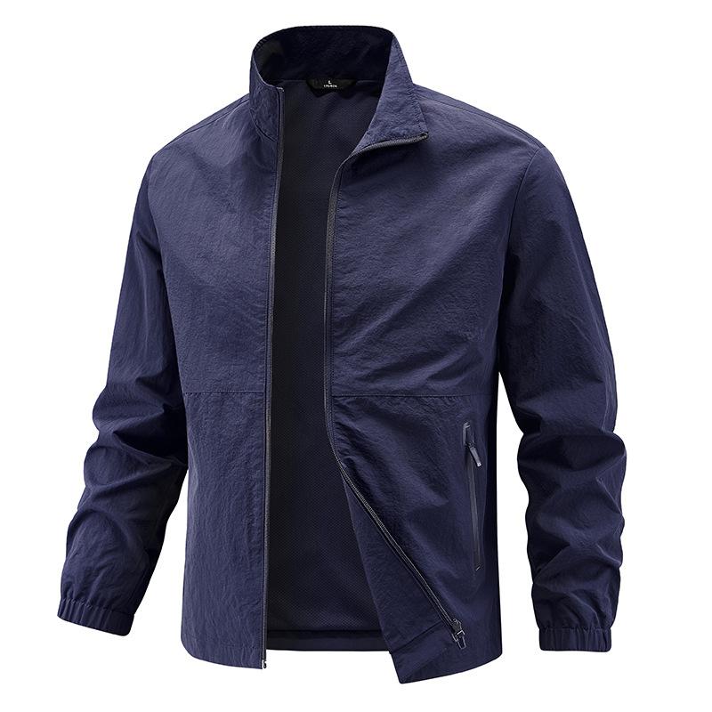 New Spring and Autumn Jacket Men's Top Large Size Men's Jacket Casual Stand-Up Collar Loose Sports Jacket