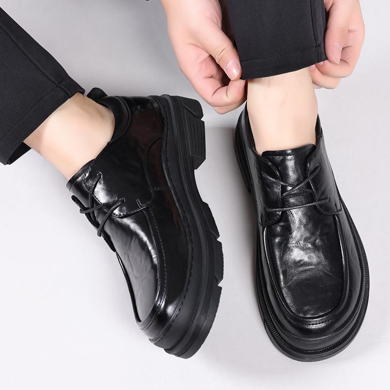

Осенние британские ретро-лоферы ручной работы из натуральной кожи, мужские туфли ручной работы, с круглым носком, с одной педалью, кожаные деловые туфли 38 чёрный