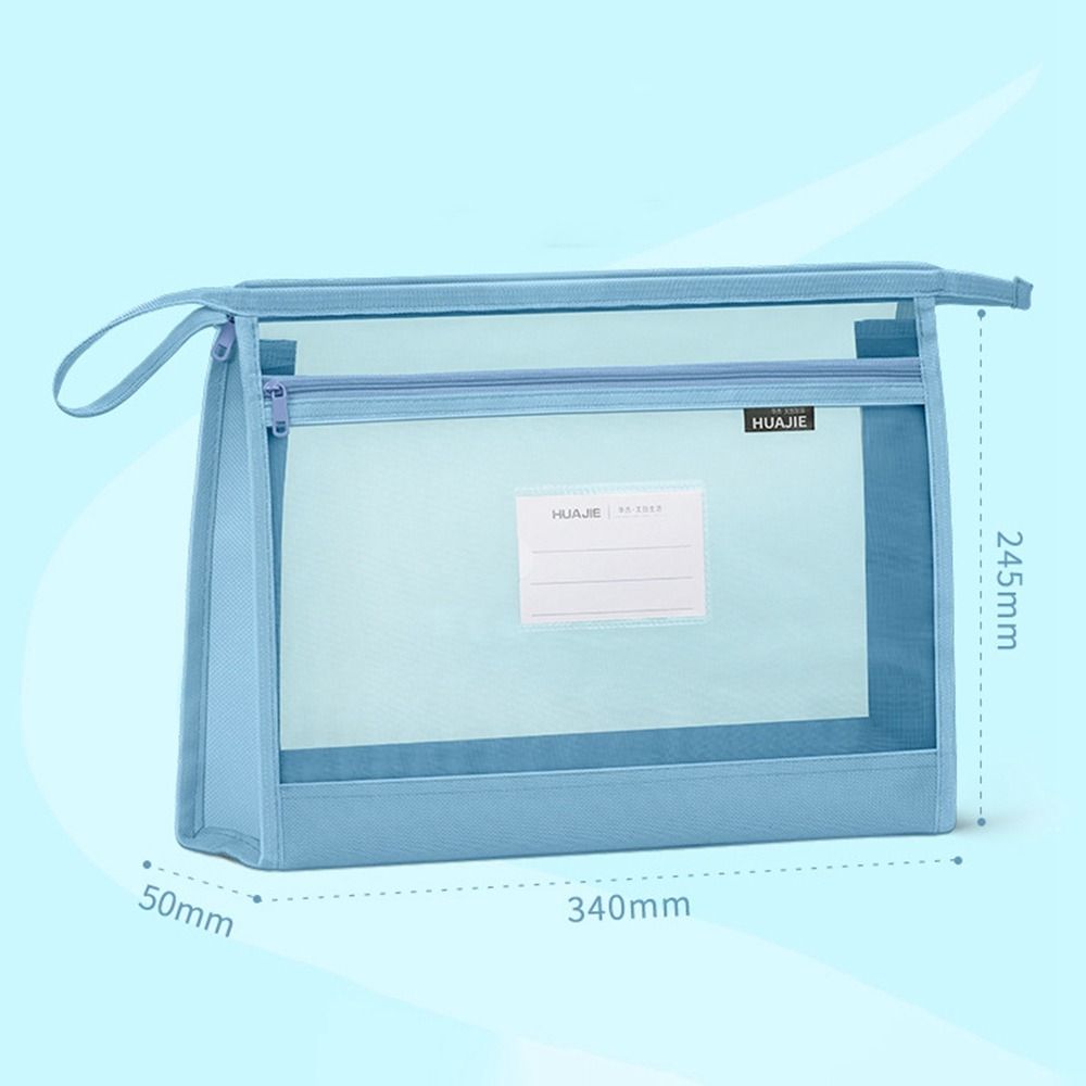 Transparent Mesh Zipper Pouch Bag Large Capacity Data Storage Bag  School Office Supplies