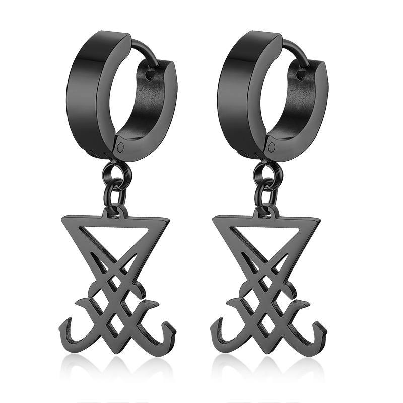 Drop Cross Earring Mens Egyptian Ankh Michael Hang Dangle Earrings Black Stainless Steel Male Punk Jewelry