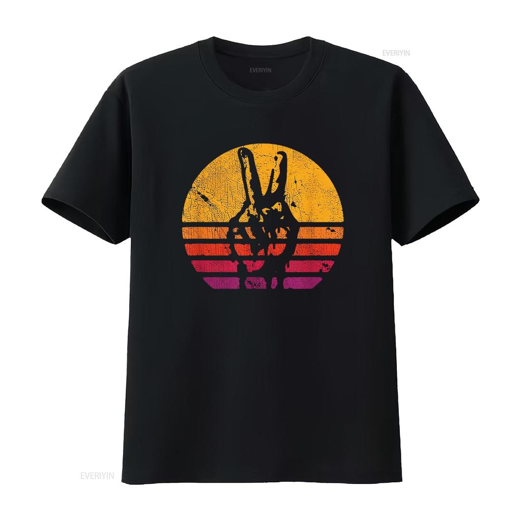Womens Retro Peace T Shirt Love 60 S 70 Hippie Inspired Vintage Washed Breathable Top For Everyday Wear Stretched Slightly