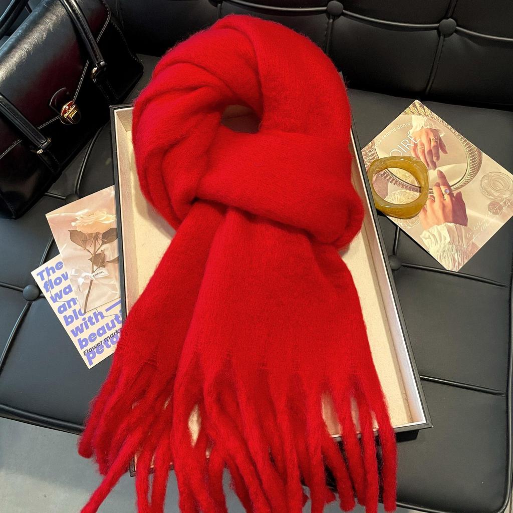 Women's Winter Imitation Cashmere Scarf - White Mohair Shawl Neck Warmer