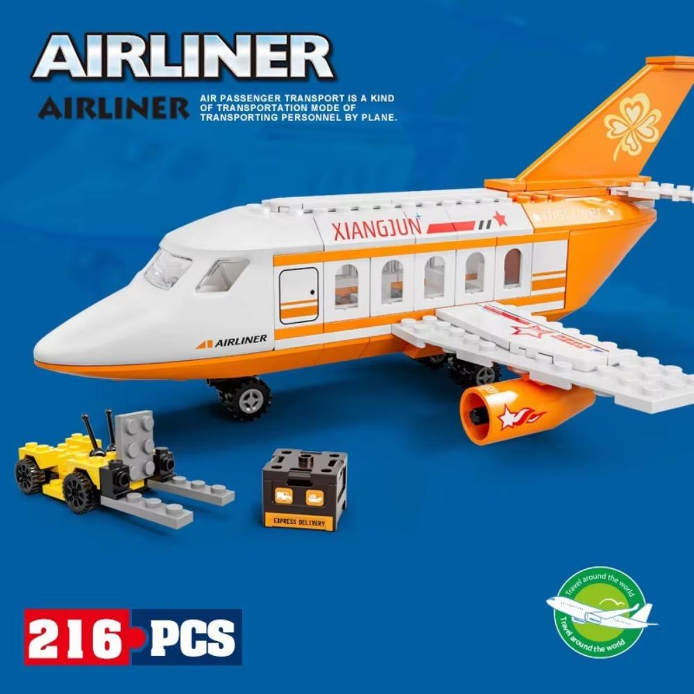 City Airplane International Passenger Plane Flight Model Building Blocks Airport Airlines Station Bricks Sets Kids Toy Technical