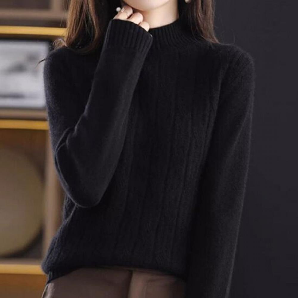 Navava Women Nk3570 Daily Cable Knit Sweater