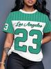 Summer Women's Printed Pattern Fashion T-Shirt Striped Short Sleeve Crew Neck Casual Top Women's Creative Sports Home T-Shirt
