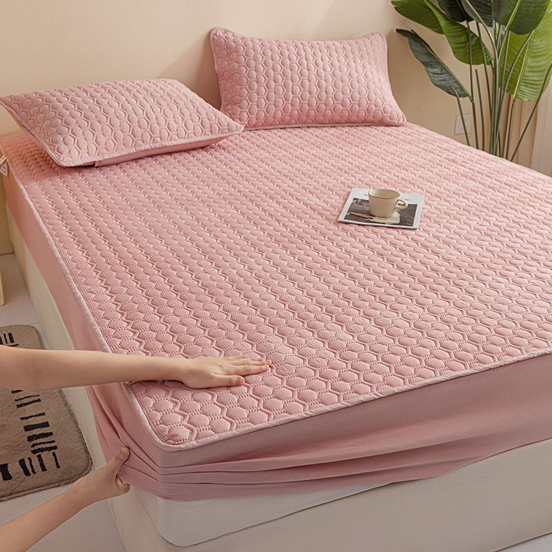 3D Air Fabric Thick Mattress Cover Solid Color Quilted Mattress Protector Soft and Breathable Fitted Bed Sheet ( No Pillowcas )