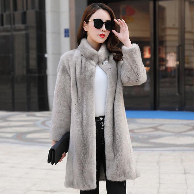Imitation Mink Coat Women's Long Imitation Fur Coat Velvet Imitation Mink Hair Imitation Fur Women's Stand-up Collar