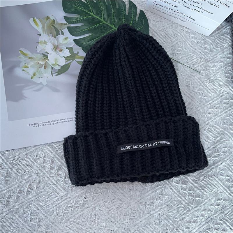 Winter hat big head circumference thickened knitted hat children's winter face small warm ear protection knitted pile hat