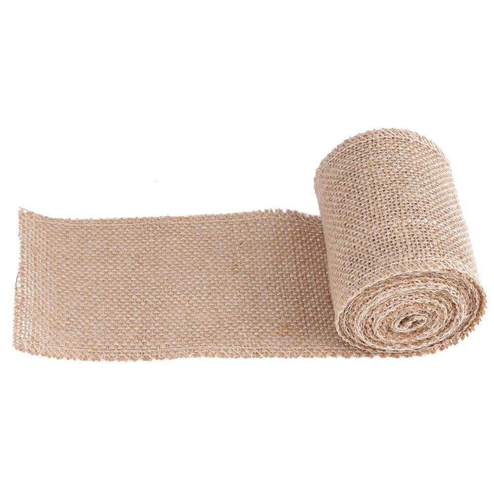 Webbing Yellow Burlap Roll Wired Edge 3Meter Hessian Roll Jute Roll Christmas Party