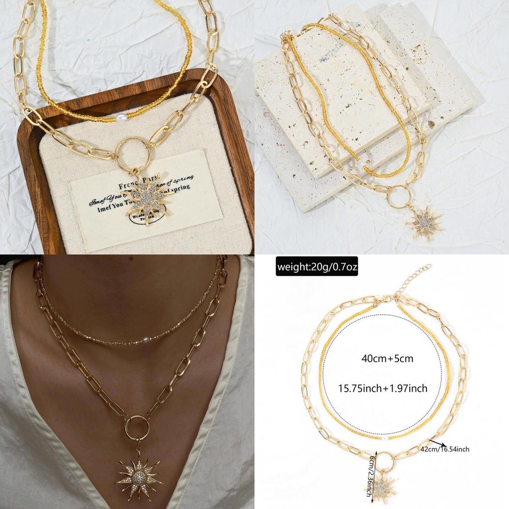 Élégant Collier Pendentif Tournesol Pour Femmes En Alliage de Zinc et Style Tendance