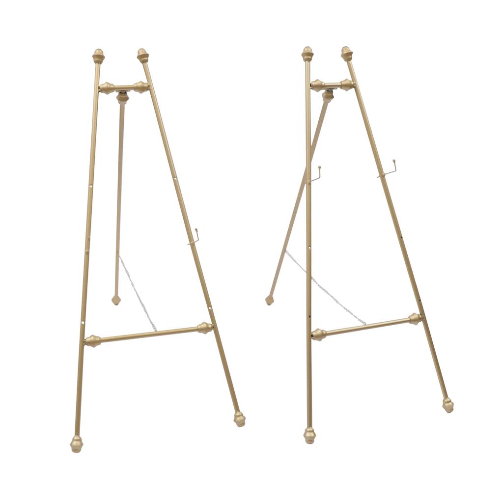 2 Golden Wedding Reception Photo Frame Display Stands A-shaped Framework Metal Floor Easel Stand Portable Large Wedding Easel