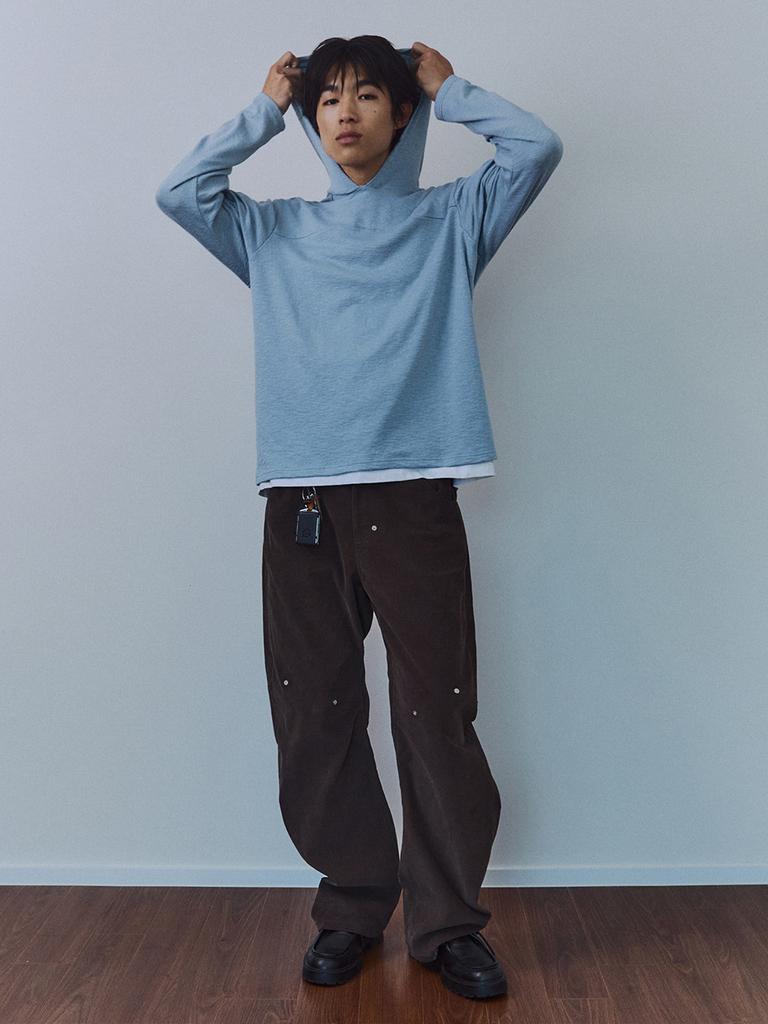 Gijunmaen Snug Knit Hood Tee Dusty Blue