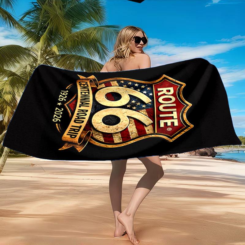 Route 66 Beach Towel, Quick-drying, Easy To Care For, Suitable for Both Fitness and Beach Vacations,Sports Essential
