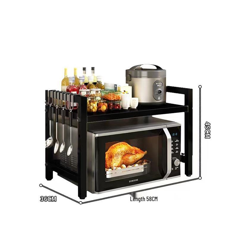 Adjustable Microwave & Kitchen Storage Rack for Countertop - Oven, Rice Cooker & Spice Organizer