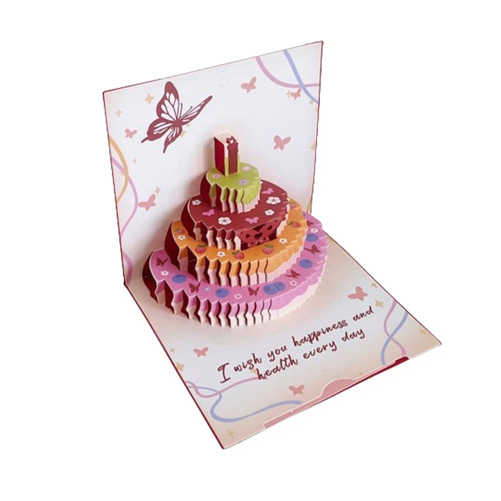 Creative Folding 3D Birthday Card with Envelope Postcard Happy Birthday Card Handmade Surprise Gift Card Party Supplies