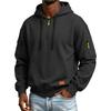 Men's Color Hooded Sweatshirt with Leather Patch and Pockets, Comfortable Casual Everyday Pullover