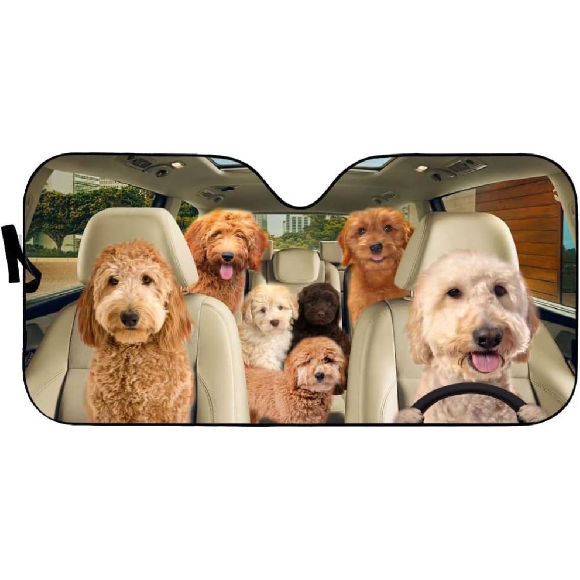 

Windshield Sun Shade Goldendoodle Car Sun Cover Blocks Sunlight Keeping Your Vehicle Cooler for Most Sedans SUV Truck Automotive 51x28in 51 x 28