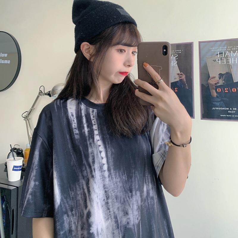 New Best Friend Outfit Summer Tie-dyed Short-sleeved T-shirt for Women Casual Loose Korean Tops for Women