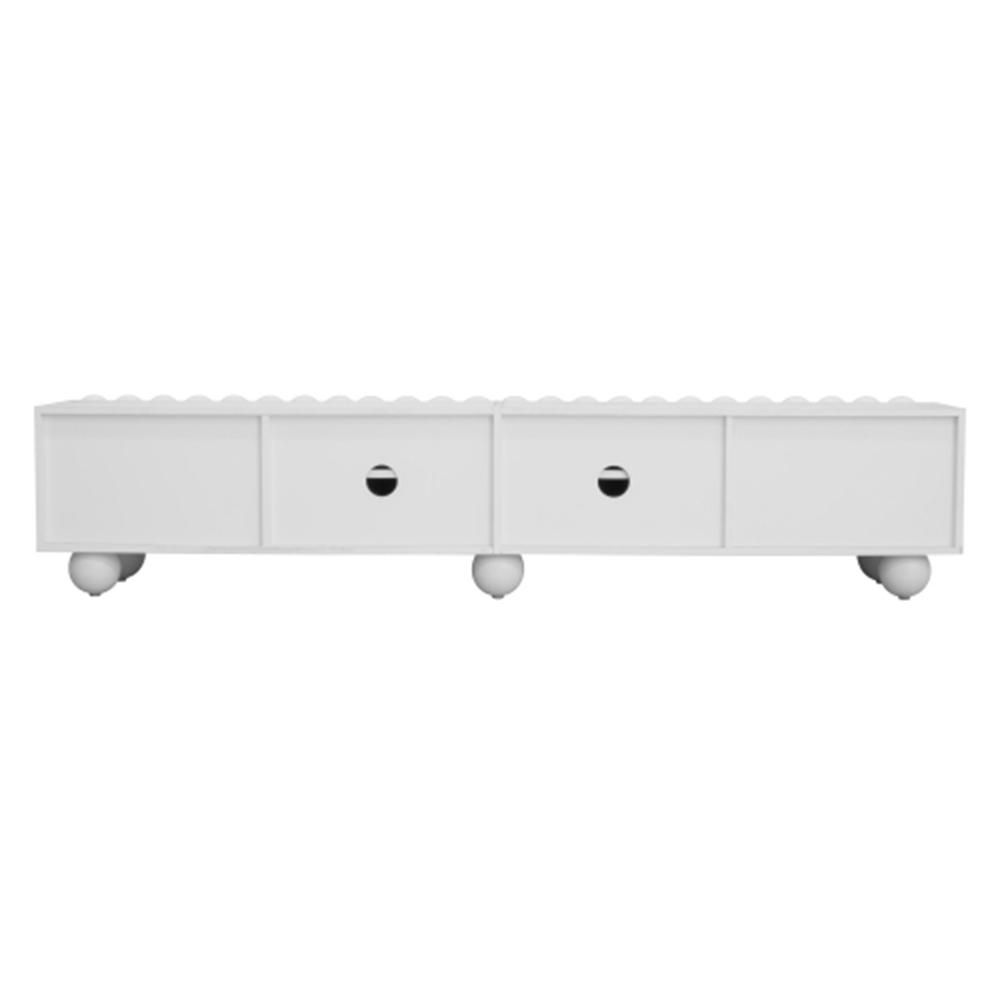 Modern white TV cabinet, TV stand, low TV stand. Unique design. 175 x 38 x 37 cm (L x W x H)