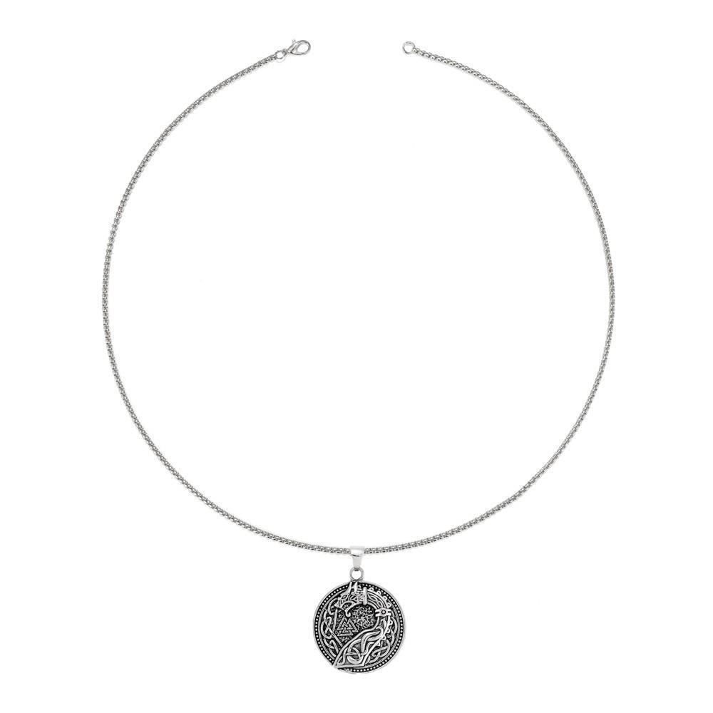 Nordic Viking Wolf Head Men's Hip-hop Necklace Ins High-end