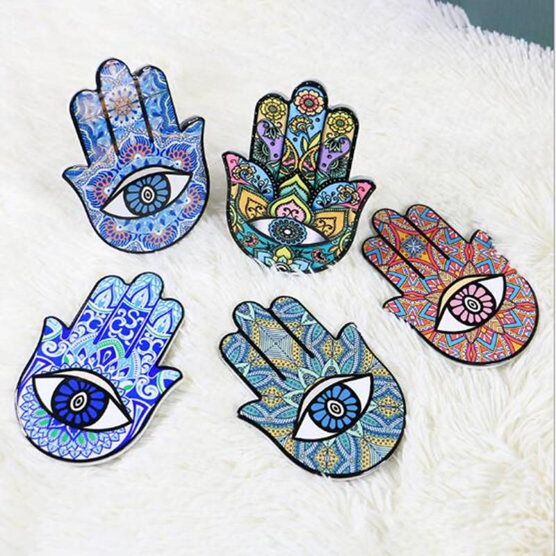 

5PCS/Lot Hand of Fatima Eye Ceramic Mug Coasters Set - Heat-Resistant Kitchen Cup Placemats for Table Decor