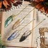 4Pcs Vintage Metal Feather Bookmark Chinese Style Decorative Bookmark  Reading Accessory