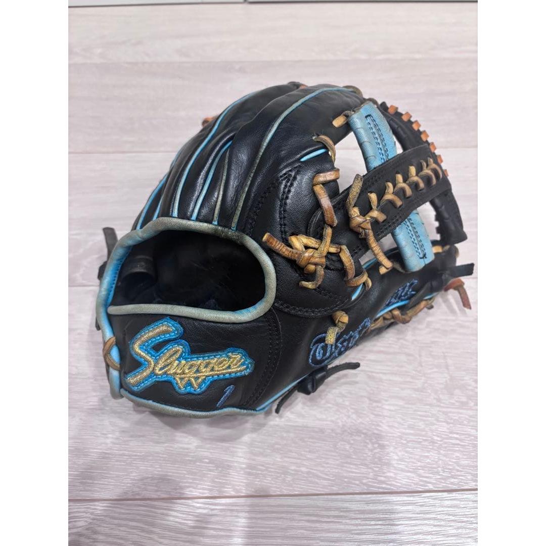 Used Kubota Slugger Softball Customized Gloves Black x Light Blue